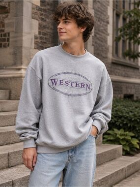 Vintage Western Ontario Campus Crew Sweatshirt Grey L